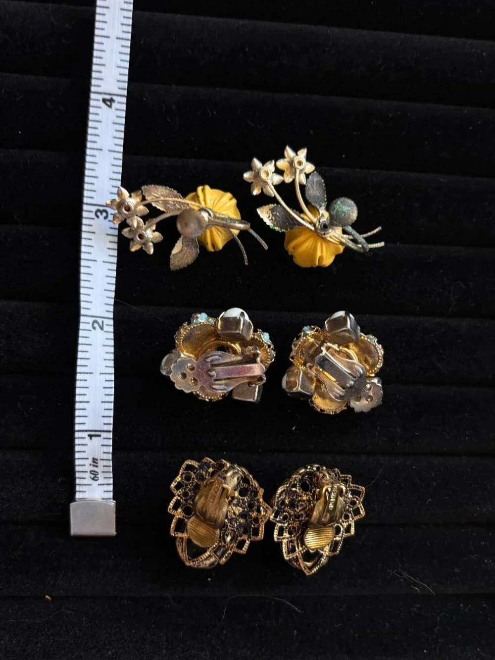 Vintage gold colorful clip on earring bundle